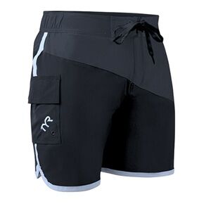NWT TYR SPORT Men's Bulldog Diagonal Splice Boardshort, Black/Grey, Large